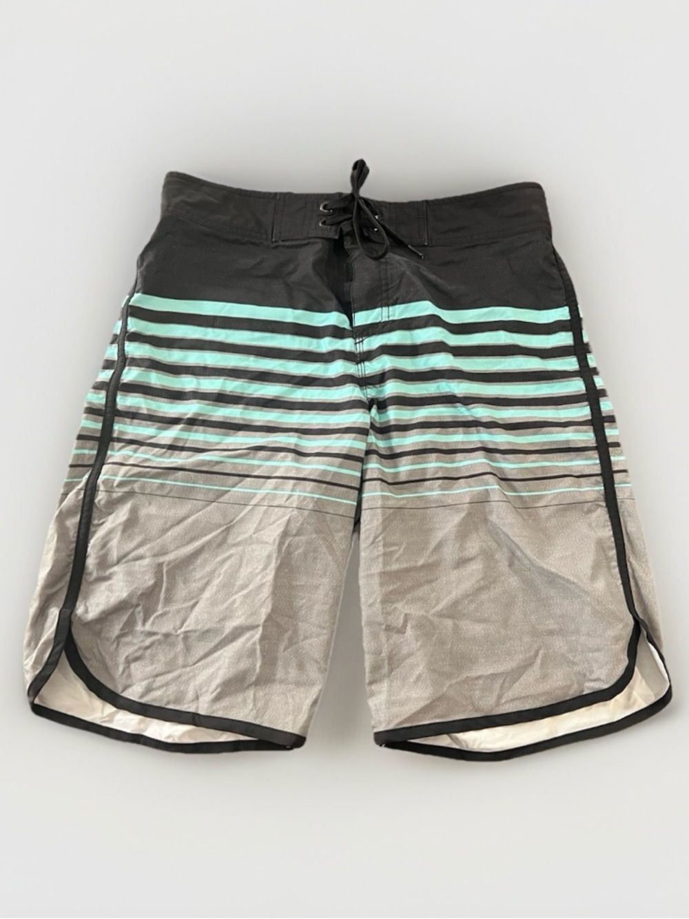 Mossimo Supply Co. Black and Aqua Striped Board Shorts